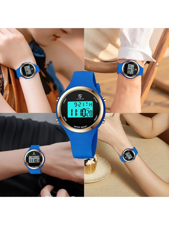 Women\'s Blue Quartz Chronograph Waterproof Outdoor Sport Alarm Digital Watch main image 4